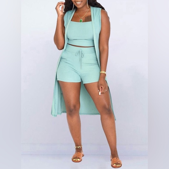 Lime Green 3 PC Solid Ribbed Set - Picture 6 of 11